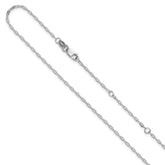 14K White Gold 1.3mm Flat Cable 1in+1in Adjustable Chain